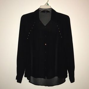 🔥PRICE DROP🔥Gold studded black portofino shirt